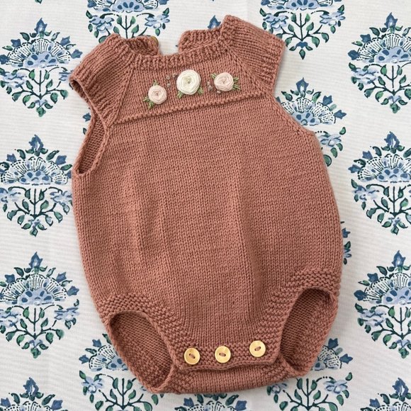 Handmade Floral Embroidered Soft Wool Girl's Romper - Exquisitely sweet - Etsy - Picture 1 of 4